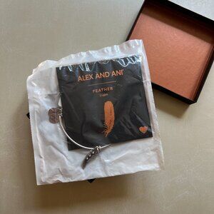 Silver Feather with Crystals Alex and Ani Adjustable Bracelet